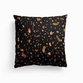 Black Copper Gold Geode Terrazzo Cushion